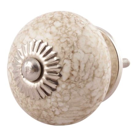 White Marble Ceramic Floral Cabinet Knobs